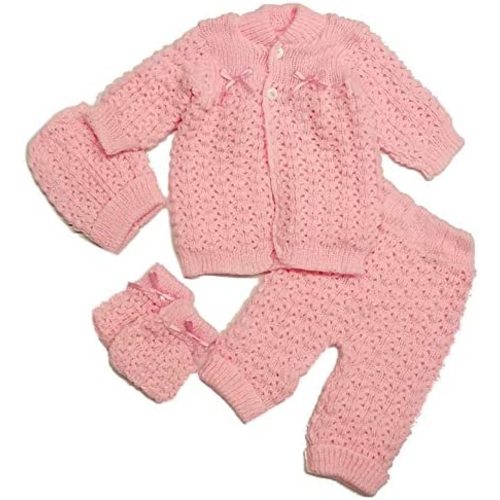 Abelito Fashion Cute Newborn Baby Boy's Girl's Unisex Warm Winter 4 Pieces Crochet Set