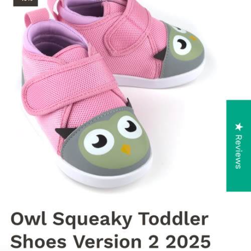 Owl Squeaky Toddler Shoes Version 2 2025 – ikiki® Shoes