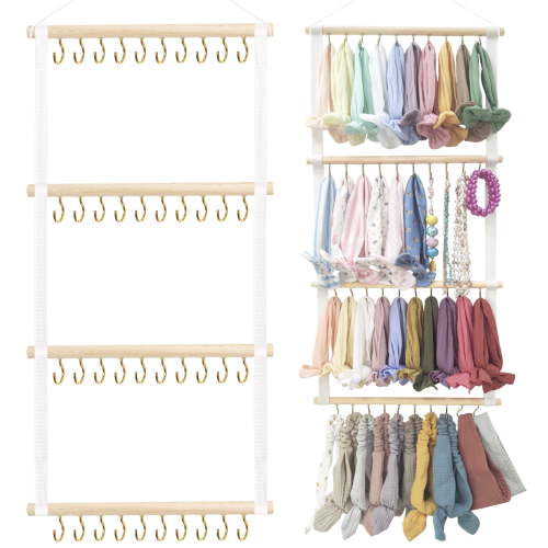 Oaoleer Hanging Closet Organizers Headband Holder Head Bands Organizer for Girls Baby Headbands Hair Accessories Organizer Storage Wall Hanging Decoration