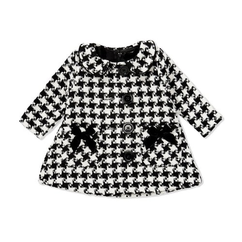 Bonnie Jean Baby Girls Houndstooth Wool-Blend Coat & Short-Sleeve Textured-Knit/Houndstooth-Skirted Two-Piece Set