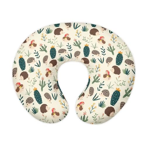 Hedgehog Cactus and Floral Nursing Pillow Cover for Baby Boy Girl Ultra Soft Comfortable Newborn Nursing Pillow Case Easy to Use and Dustptoof
