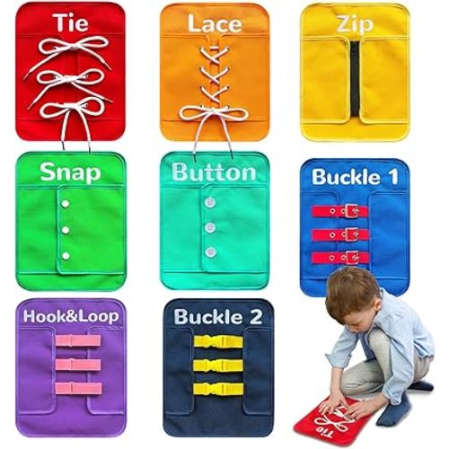 Montessori Fine Motor Toys for Toddlers, Basic Life Skills Early Learning Sensory Toys for 2 3 4 5 Year Old, Learn to Dress Preschool Homeschool Kindergarten Must Haves