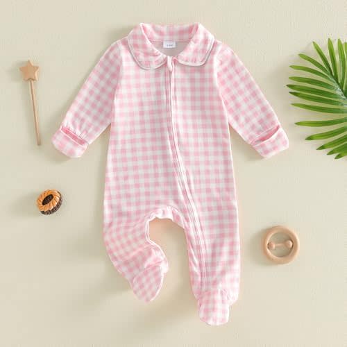 Seyurigaoka Newborn Baby Boy Girl Romper Long Sleeve Zipper Jumpsuit