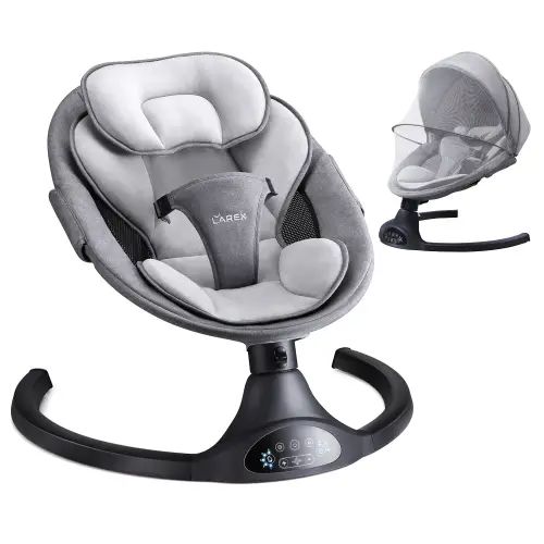 LAREX Baby Swing for Infants | Electric Bouncer for Babies,Portable Swing for Baby Boy Girl,Remote Control Indoor Baby Rocker with 5 Sway Speeds,1 Seat Positions,10 Music and Bluetooth (Black) - TikTok Shop