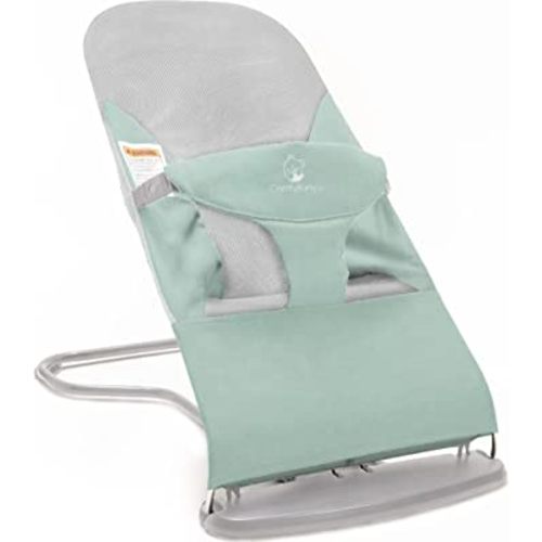 ComfyBumpy Ergonomic Baby Bouncer Seat - Bonus Travel Carry Case - Safe, Portable Bouncing Chair with Adjustable Height Positions - Infant Bouncy Seat Perfect for Newborn Babies (Green)