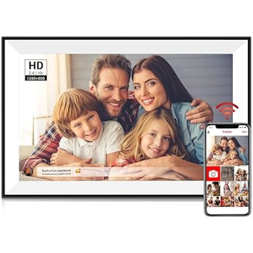 Frameo Digital Picture Frame 10.1 Inch Smart WiFi Digital Photo Frame, IPS Touch Screen, 32GB, Electronic Slideshow, Load from Phone App, Auto-Rotate, for Grandparents & Mothers Day