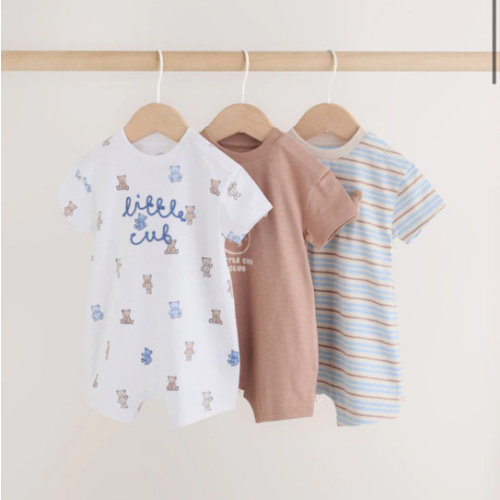 Buy Blue/Brown Bear Jersey Baby Rompers 3 Pack from Next USA