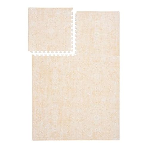 PopsyKosy Premium Baby Floor Play Mat - Thick & Cushioned 0.5 inch Playroom Foam Mat, Non-Toxic Odorless - 6 Tiles - Spacious 6x4 ft. - Stylish & Large, Waterproof for Kids & Toddlers - Light Apricot