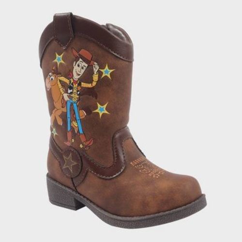 Toddler Toy Story Boots - Brown 6T: Woody Western Style, Zipper Closure, Non-Marking Sole, Textured Outsole, Disney Licensed