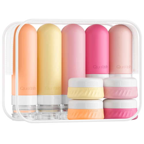 Quatish 15 Pack Travel Bottles for Toiletries, Original Patented, TSA Approved Travel Size Containers, Leak Proof Silicone Shampoo and Conditioner Bottles Women & Men, Airplane Essentials,Macaron