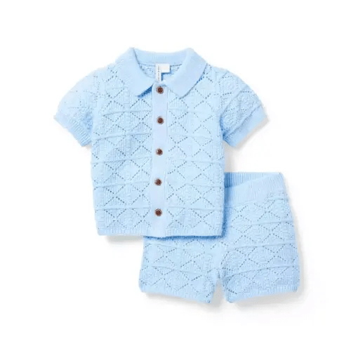 Baby Snowmelt Blue Baby Crochet Cabana Set by Janie and Jack