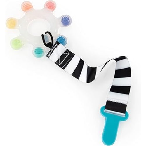 Sassy Rainbow Star Teether with Keeper | Textured Silicone Teether for Teething | Ages 3+ Months and Up