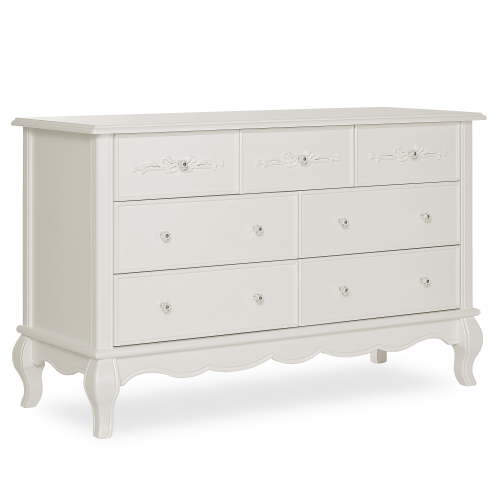 Evolur Aurora 7-Drawer Double Dresser in Ivory Lace, Spacious Drawers