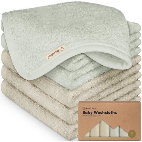 6-Pack Organic Baby Washcloths - Soft Viscose from Bamboo Washcloth, Baby Wash Cloths, Baby Wash Cloth for Newborn, Kids, Bath Baby Towels, Face Towel, Face Cloths for Washing Face(Stone/Dove)