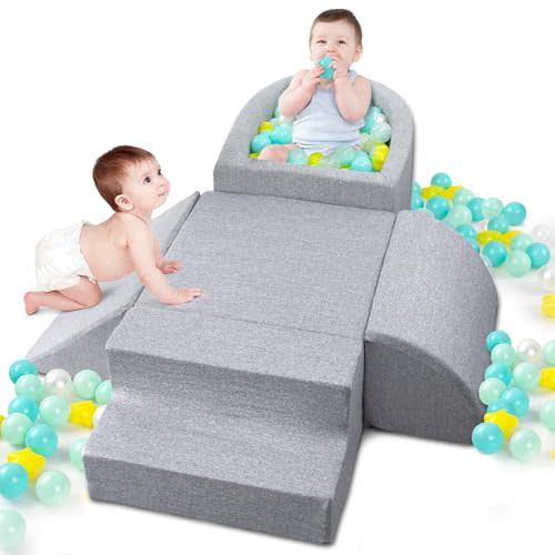 Auksay Soft Foam Climbing Toys for Toddlers Indoor, Climbing Blocks Play Equipment with Ball Pits (Balls Not Included) - Sliding & Building for Baby Gift