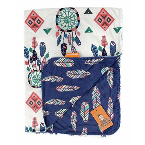 Dear Baby Gear - Premium Car Seat Baby Blanket - Soft Swaddle Blanket for Baby Girls and Boys, Plush Blankets - Adorable Designs, Comfortable Fabric - Feathers & Dream Catchers(40 x 30 inches)