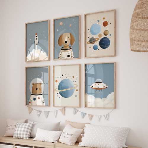 Space Nursery Wall Art Bundle 40 Prints | Printable Boys Room Decor Digital Download