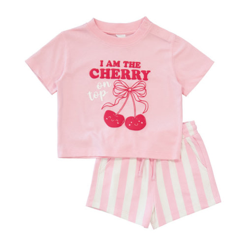 Medium Pink Baby Print Tee And Stripe Shorts Set | Best&Less™ Online