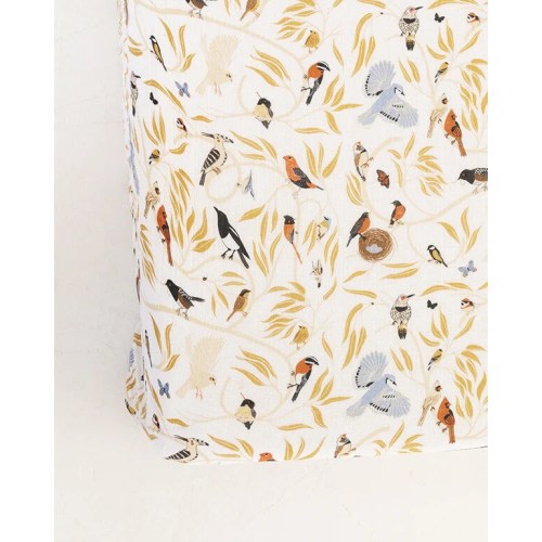 Birds Print Muslin Crib Sheet | Vintage Color Baby Bedding