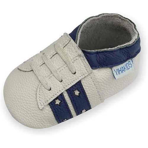 YIHAKIDS Baby Leather Shoes Soft Sole First Walking Moccasins Infants Toddler Boys Girls Crawling Slippers Slip-on Shoes with Elastic Ankle