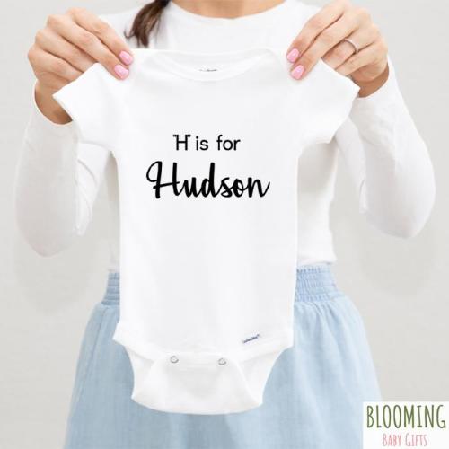 H Is for Hudson Baby Bodysuit, Hudson Baby Outfit, Personalized Baby Shower Gift, Pregnancy Announcement, Newborn Coming Home Outfit,  0-3 M