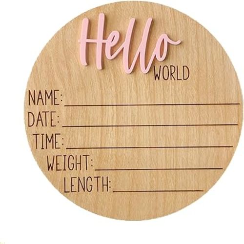 Hello World Newborn Sign, Baby Announcement Sign, Birth Announcement Sign, Hello World Nursery Sign, Baby Hospital Sign, Photo Prop for baby girl boy - (Dusty Rose)