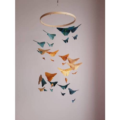 015-Origami baby mobile "double helix of small and large butterflies"