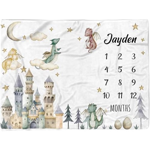 Honestchi Baby Monthly Milestone Blanket for Girls, 40"x50" Wildflower Newborn Photo Props, 12 Month Growth Chart