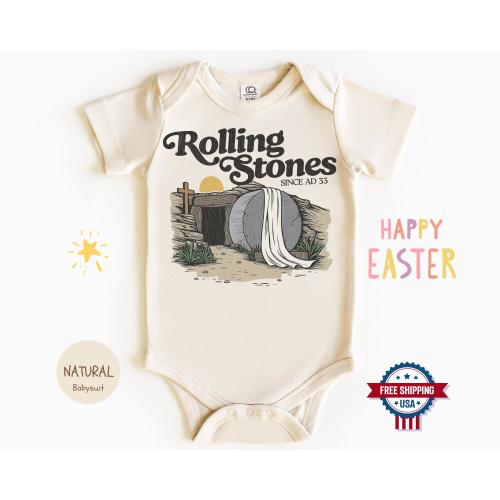 Rolling Stones Onesies®, Easter Baby Bodysuit, Jesus Loves Me, Faith-Based Baby Outfit, Christian Gift for Baby, Religious Baby Shower Gifts