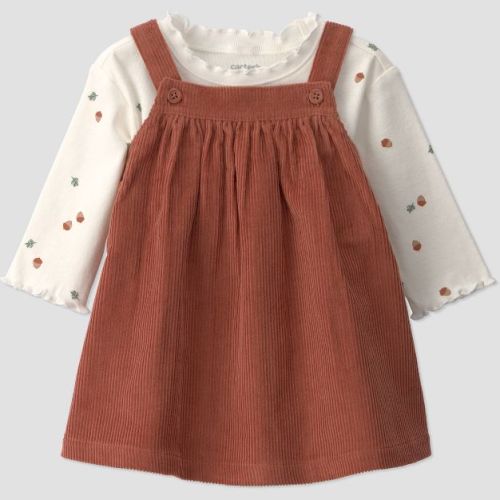 Carter's Just One You® Baby Girls' 2pc Long Sleeve Bodysuit and Cord Skirtall Set - Brown 3M