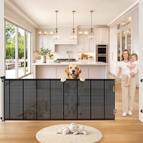 Retractable Baby Gates, 34" Tall Extends to 120" Wide Dog Gate