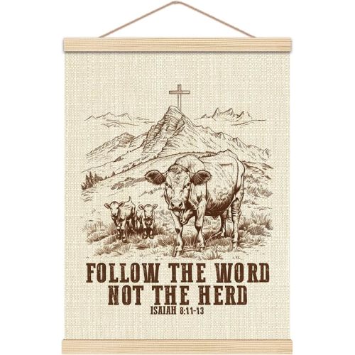 HKTZM Western Cowboy Wooden Poster Hanger Frame 12.5x17 Inch,Christian Wall Art Poster Hanger Frame,Bible Verse Wall Hanging Decor For Bedroom Living Room