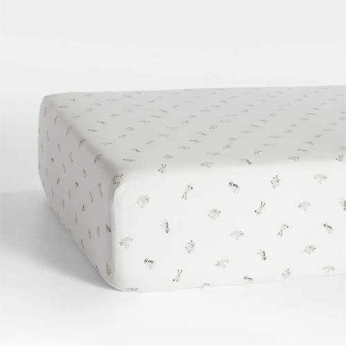 Baby's First Natural Animal Organic Cotton Heathered Jersey Baby Crib Fitted Sheet
