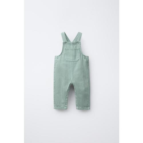 STRIPED TWILL OVERALLS - Sea green | ZARA United States