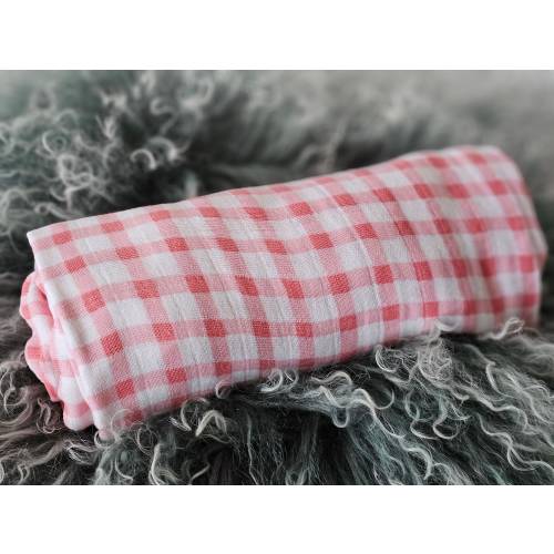 Pink Gingham Muslin Swaddle, Pink and White Baby Blanket, Pink Checkered Baby Shower, Baby Girl Gift, Baby Shower Gift, Pink Gingham Nursery
