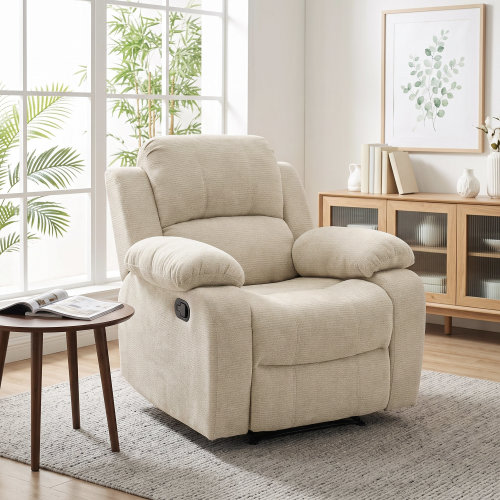 Ebern Designs 35.04'' Chenille Upholstered Recliner Chair with Extra Padded Arms | Wayfair