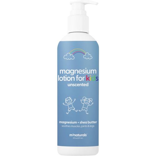 Magnesium Lotion for Kids & Babies with Sensitive Skin | Unscented Formula Soothes Tired Legs, Supports Restful Night’s Sleep, Moisturizes & Hydrates Skin, 8 fl oz (237 mL) by M3