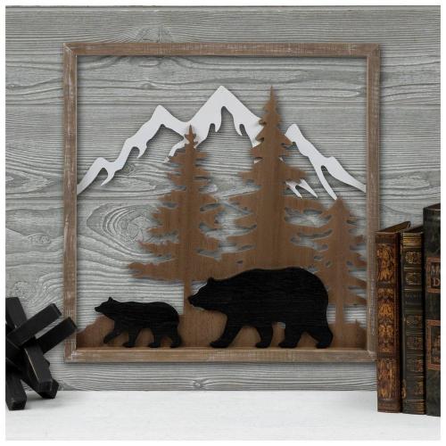 Framed Bears Wood Wall Decor