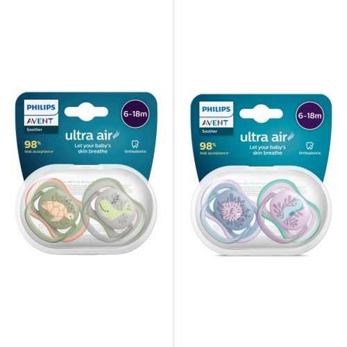 Philips Avent Ultra Air Soother Deco Mixed 6-18 months 2 Pack - Assorted*