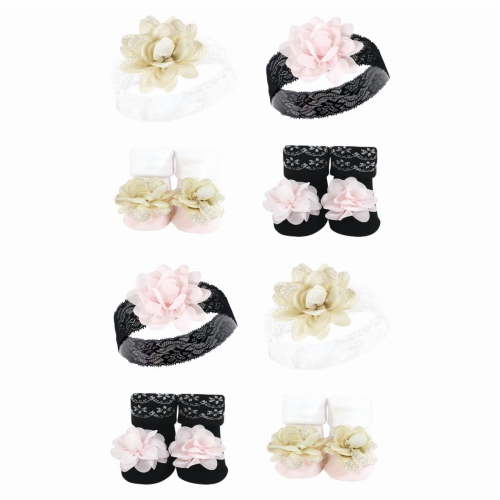 Hudson Baby Infant Girl 8Pc Headband and Socks Set, Lace, 0-9 Months