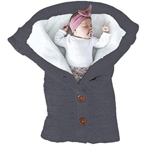 XMWEALTHY Unisex Infant Swaddle Blankets Soft Thick Fleece Knit Baby Girls Boys Stroller Wraps Newborn Item Dark Grey