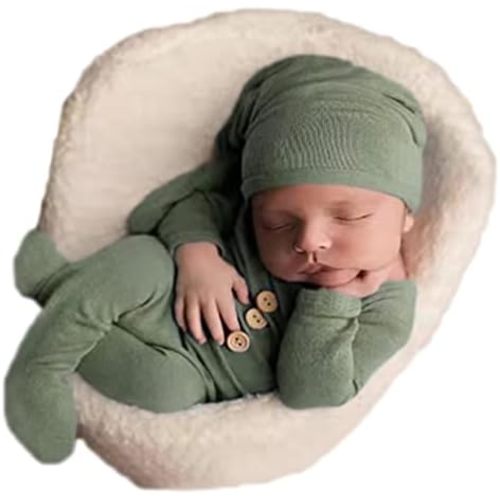 Fashion Newborn Boys Girls Baby Photo Shoot Props Outfits Crochet Clothes Long Tail Hat Pants Photography Props