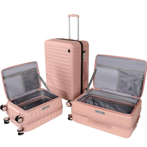 3-Piece 20/24 Top Opening Hardshell Lightweight Luggage and 28-Inch Clamshell Opening Suitcase with Spinner Wheels & TSA Locks for Woman Girls Travel, Pink 20in/24in/28in