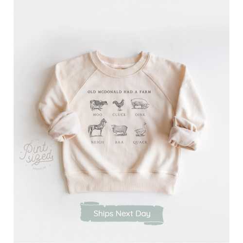 Old McDonald Had a Farm Toddler Sweatshirt Nursery Rhyme Tee Cute Farm Animal Natural Kids Pullover Sweatshirt