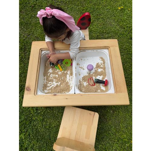 Outdoor Sensory Table, Montessori Wooden Sand Play Table, Solid Wood Construction