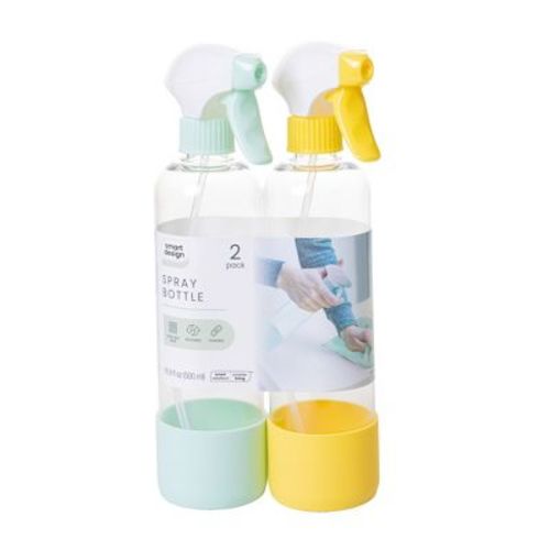 Smart Design 2-Pack Reusable Spray Bottles-16.9 oz / 500 ml Green & Yellow