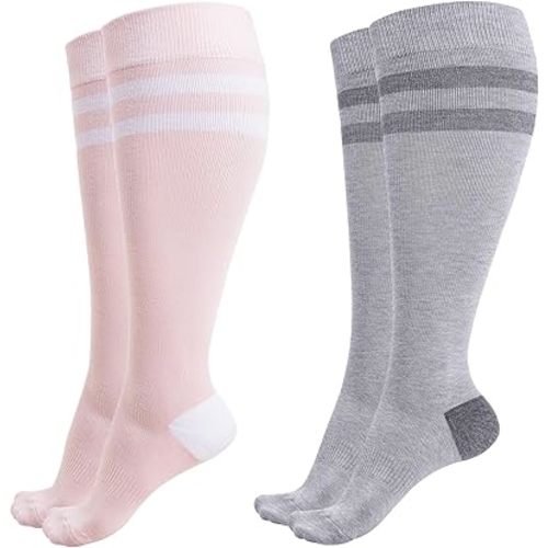 Momcozy Compression Socks for Women Wide Calf, 15-20mmHg Knee High Support Socks for Pregnancy, Nurses, Travel, Flying