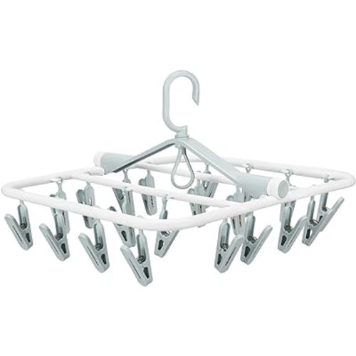 Plastic PP Drying Hanger, Anti-Rusty Drying Rack for Clothes, Socks, Lingeries, Delicates, Drying Hanger with 20 Clips for Baby Clothes, Towels