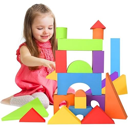 Large Building Foam Blocks for Toddlers – Giant Jumbo Big Building Blocks (18 Pieces)