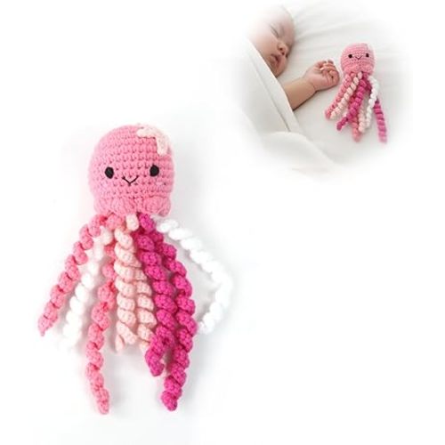 Handmade Crochet Octopus for NICU Babies & Preemies, Scent Bonding Keepsake for Baby, NICU Separation Gift, Soft Comfort Gift for Newborn (Pink)